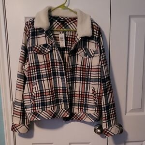 Torrid Multicolor Plaid Jacket with Faux Fur